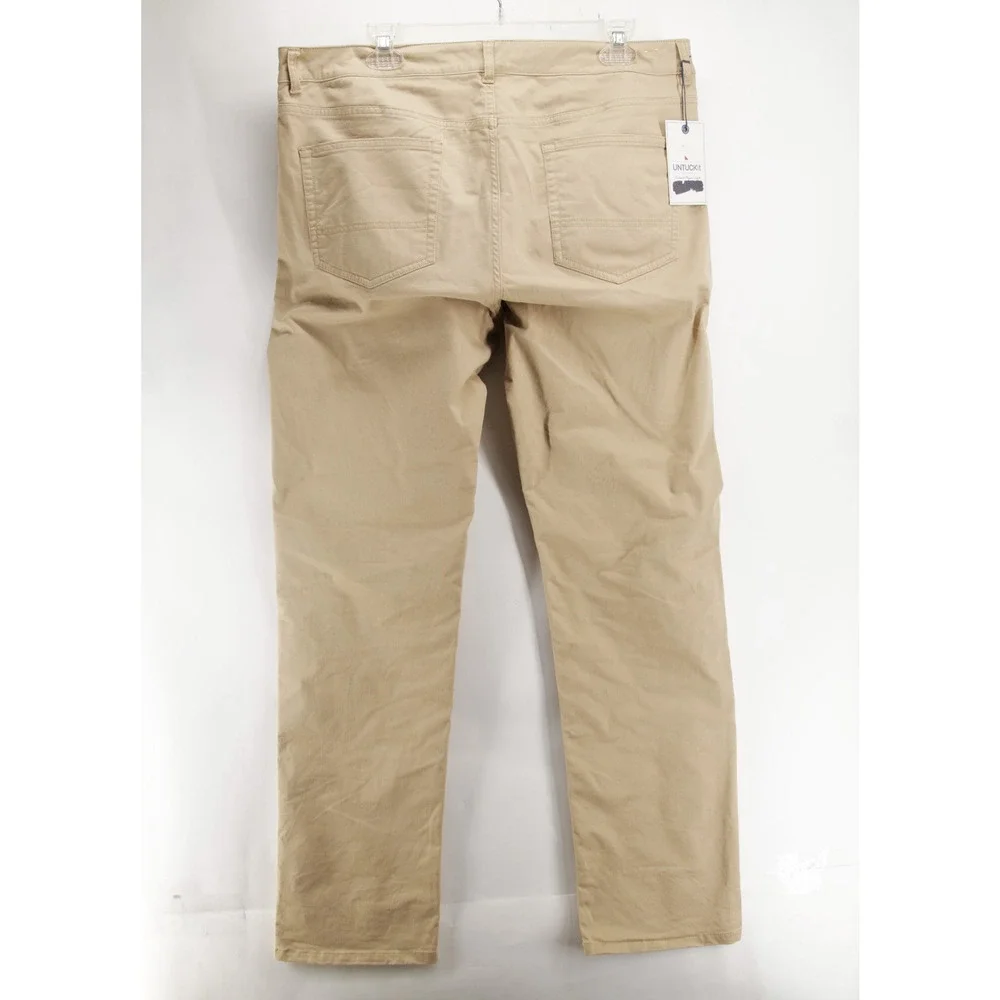 NWT UNTUCKit 5-Pocket Chino Pants Mens 35x32 Straight Fit Khaki Tan Stretch